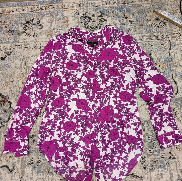 Banana Republic Shirt Floral Purple Long sleeve size S - Picture 8 of 9